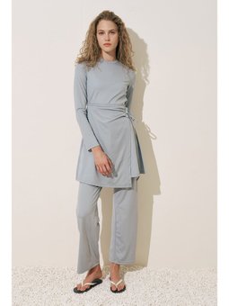 Geniş Uzun Paça Mayo Mavi Pantolon