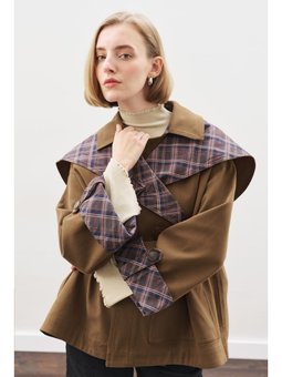 Greta Şal Detaylı Parka Ceket Haki