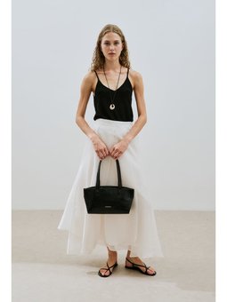 Katlı Fırfırlı Uzun Ekru Etek