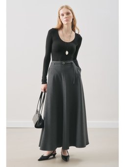 Kemer Detaylı Kloş Antrasit Etek