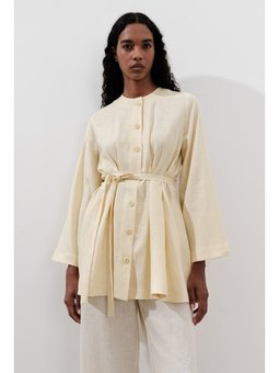 Keten Pensli Sarı Tunik