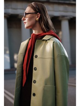 Klasik Kesim Deri Sarı Ceket