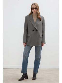 Kruvaze Klasik Blazer Gri Ceket