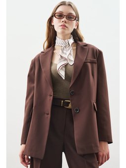 Oversıze Kesim Blazer Acı Kahve Ceket