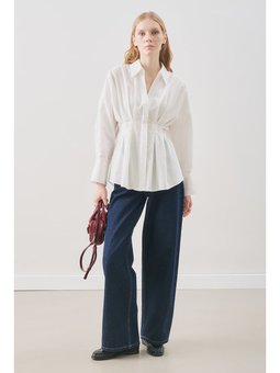 Pile Detaylı Ekru Gömlek