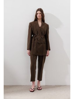 Tencel Pileli Acı Kahve Pantolon