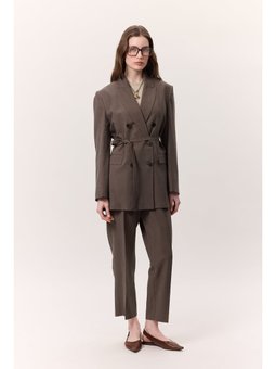 Tencel Pileli Kahverengi Pantolon