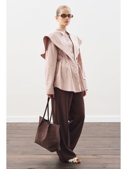 Üçgen Fularlı Oversıze Gömlek Soft Pembe