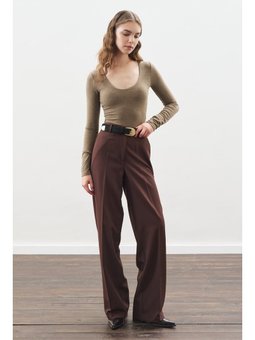 Uzun Paça Straıght Acı Kahve Pantolon