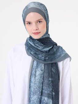 Rami Mavi Şal Etnik Desen