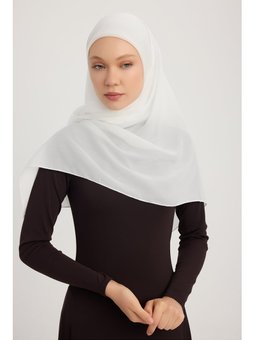 Büyük Şifon Beyaz Eşarp