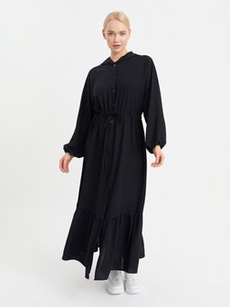 Kapüşon Ve Bel Büzgü Detaylı Xanzad Kap Siyah