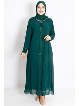Pul Payet Detaylı Abiye Elbise Yeşil