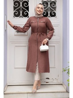 Düğmeli Kahverengi Tunik 645kh