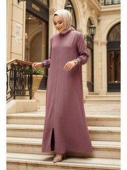 Fermuarlı Gül Kurusu Ferace 26381gk