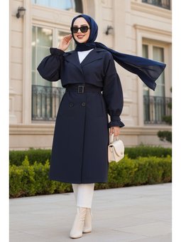Kemerli Lacivert Trençkot 26421l
