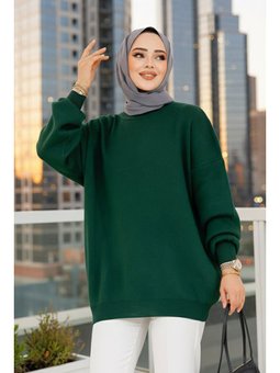 Zümrüt Yeşili Kazak Tunik 17201zy