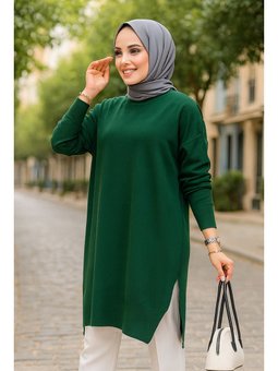 Zümrüt Yeşili Kazak Tunik 17203zy