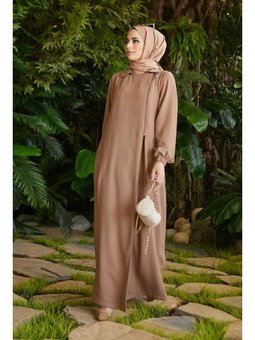 Krep Yan Fermuarlı Ferace Büsküvit