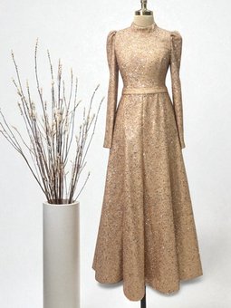 Bakir Renk Abiye Elbise