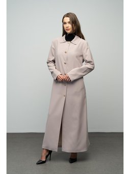 Gömlek Yaka Punto Dikiş Detaylı Büyük Beden Astarlı Pardesü Taş