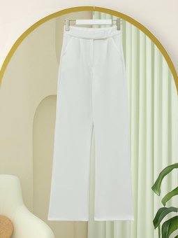 Beli Cırtcırt Detay Boru Paça Kumaş Beyaz Pantolon