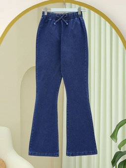 Beli Lastikli Bağcık Detaylı İspanyol Paça Laci Kot Pantolon