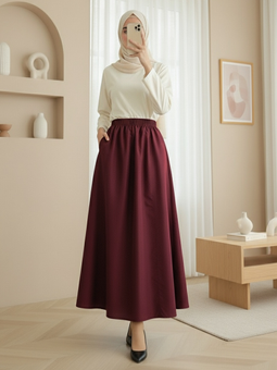 Beli Lastikli Cepli Paraşüt Bordo Etek