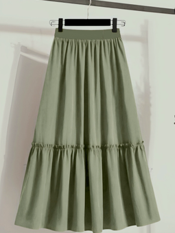 Beli Lastikli Poplin Haki Etek