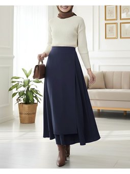 Önü Çapraz Çift Katlı Scuba Laci Etek