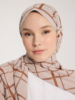 Pure Tone Fındık Şal Kare Desen Taş