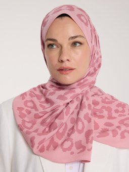Pure Tone Gülkurusu Şal Leopar Desen Pembe