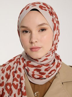 Pure Tone Kiremit Şal Leopar Desen Taş