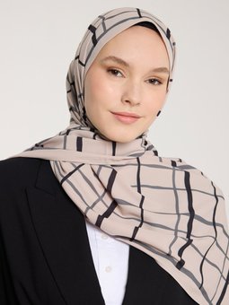 Pure Tone Siyah Şal Kare Desen Taş