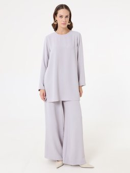 Aerobin Basic Tunik & Pantolon İkili Soğuk Gri Takım