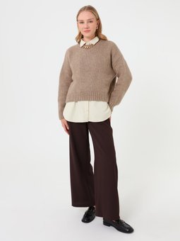 Beli Lastik Detaylı Rahat Kalıp Kahverengi Pantolon