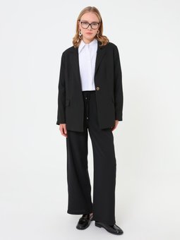 Beli Lastik Detaylı Rahat Kalıp Siyah Pantolon