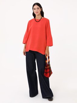 Keten Rahat Kalıp Nar Çiçeği Tunik