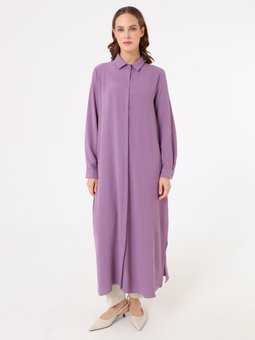 Mor Gömlek Yaka Uzun Tunik