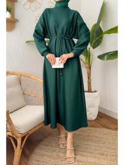 Elegance Scuba Zümrüt Yeşili Elbise