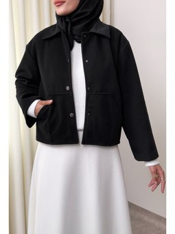 Kanguru Cepli Siyah Ceket
