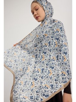 Etnik Bahar Mavi Aurora Desenli Janjan 70x190 Cm Şal
