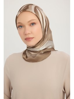 Göksel Gelgit Vizon Aurora Desenli Janjan 90x90 Cm Eşarp