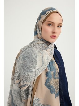 Mercan Bahçesi Bej Efilia Desenli 70x190 Cm Şal