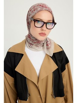 Sonsuz Aşk Bej Efilia Desenli 90x90 Cm Eşarp