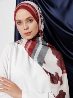 Trio Pano Desenli Şaless Şal Bordo