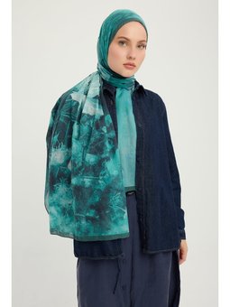 Zamansız Hayal Yeşil Efilia Desenli 70x190 Cm Şal