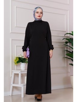 Yanı Bağlamalı Şule Siyah Elbise