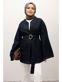 Kemerli Kot Koyu Mavi Ceket