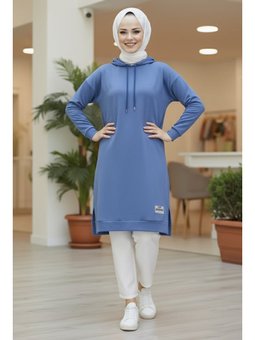 Armalı Vortex Yırtmaçlı Indıgo Tunik İndigo